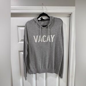 Rachel Zoe Light Gray Knit Hoodie Large NWT